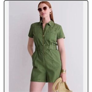 J. Crew Sage Green Zip-Up Jumpsuit